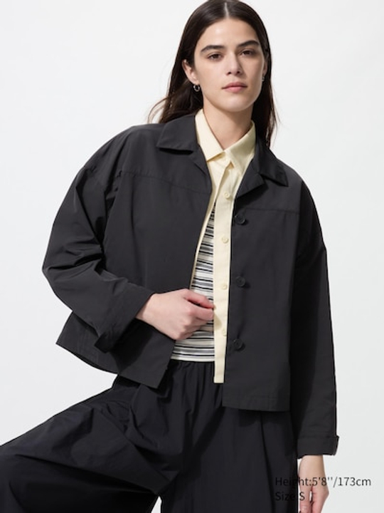 UNIQLO Короткая куртка с открытым воротником, черный