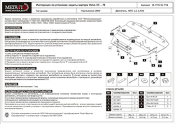 Защита картера и КПП Sheriff для Volvo XC60 I 2008-2013 арт.25.1715
