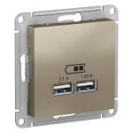 ATLASDESIGN USB РОЗЕТКА A+A, 5В/2,1А, 2х5В/1,05А, механизм, ШАМПАНЬ
