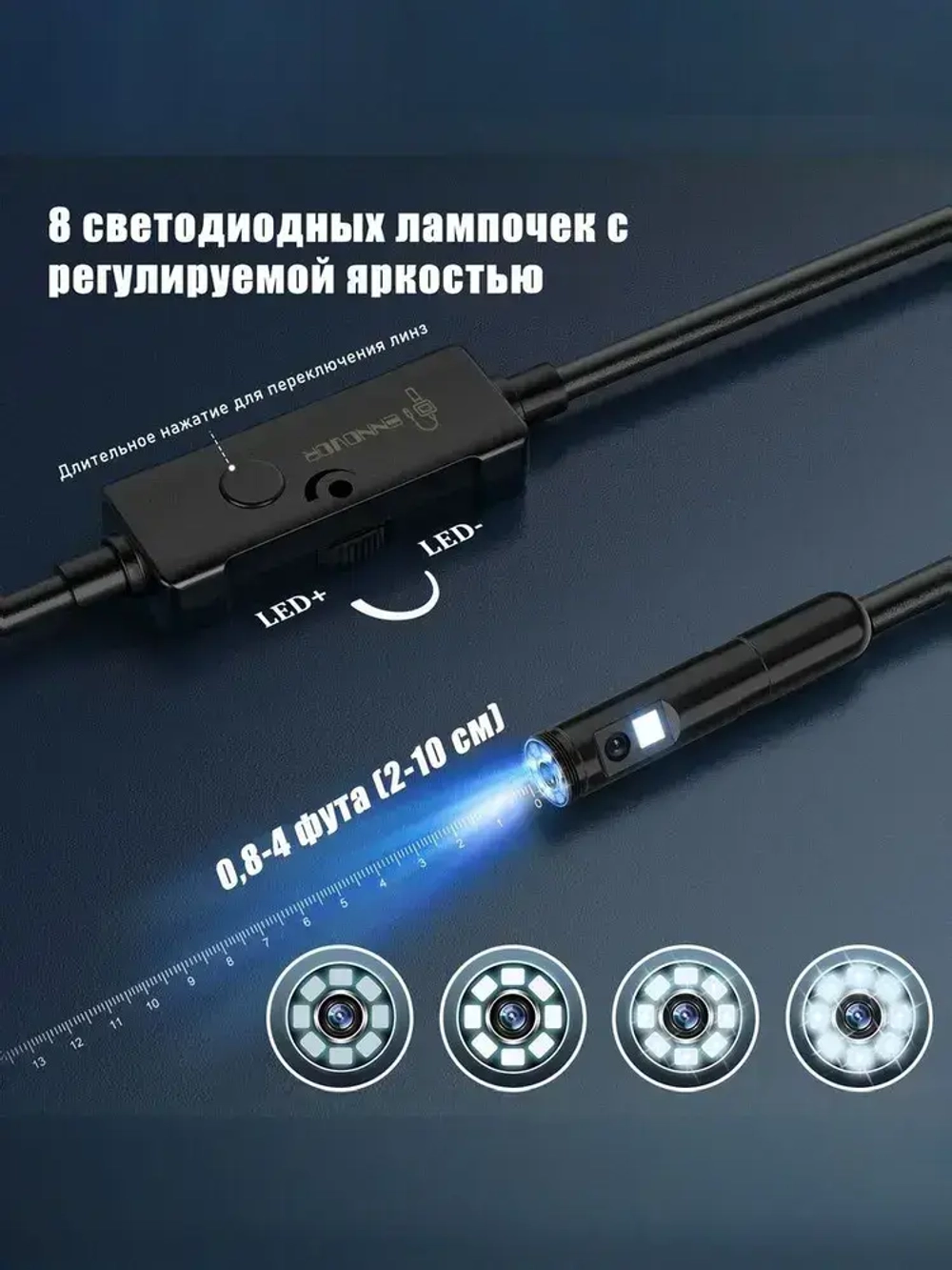 Двойная камера Видеобороскоп для смартфона, 5M, подходит для Android/IOS/планшетов, питание от USB, используется для исследования узких мест