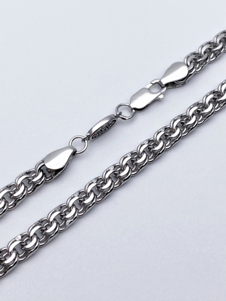 Цепь из серебра/Бисмарк/Родий/Со вставкой спаси и сохрани