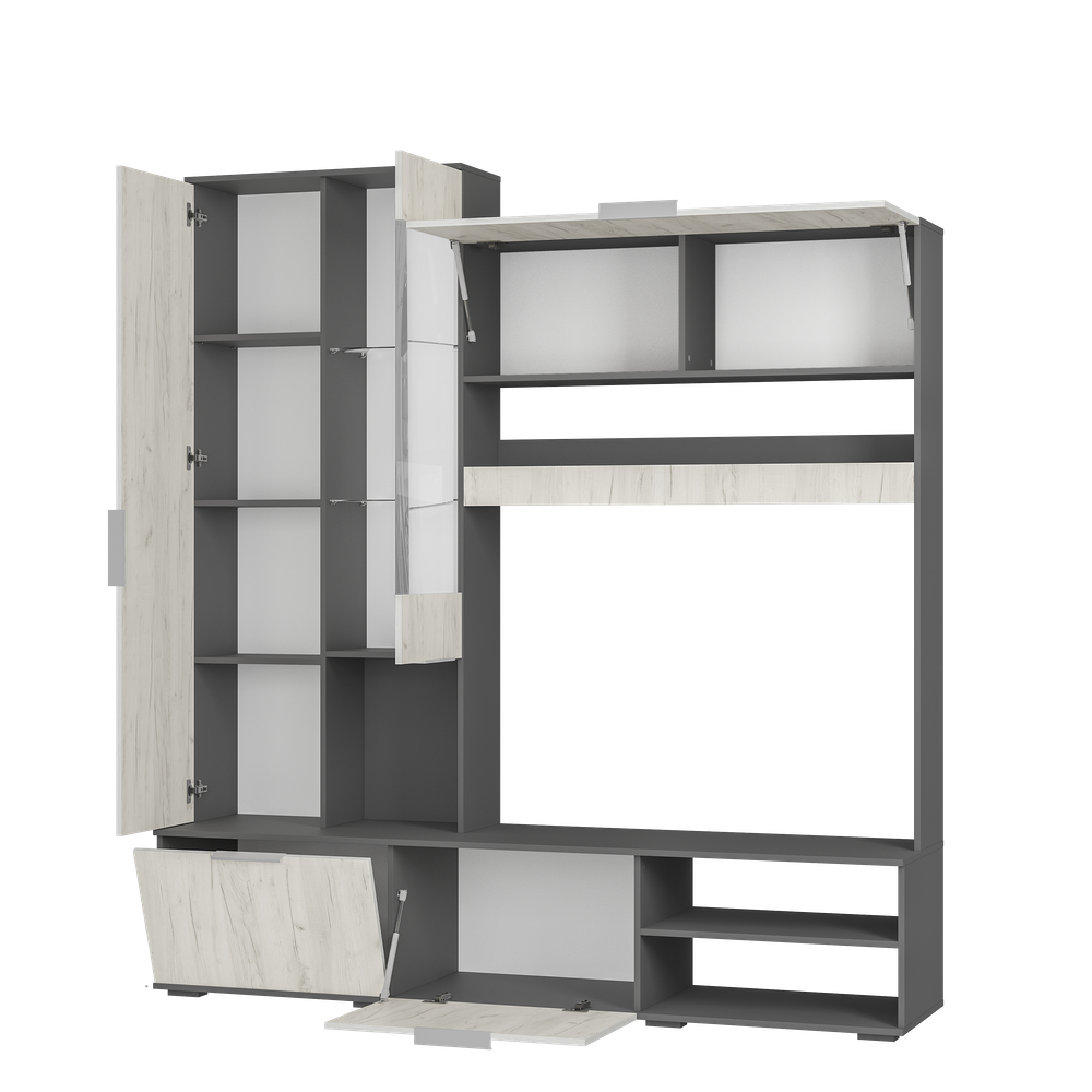 ПЛАЗА гостинная ЦС-01 Графит/дуб крафт белый БТС