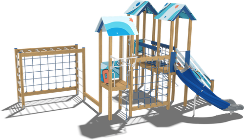 Детский городок Владимир (стойки дуб, паттерн Fairytale)