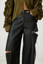 Кожаные брюки свободного кроя Slope, Черные