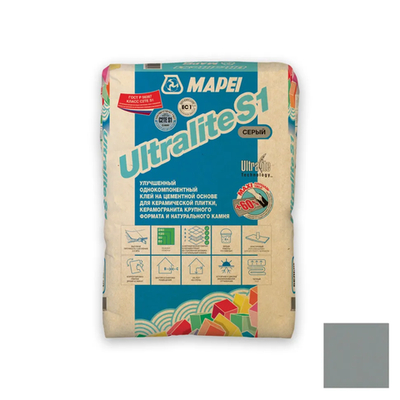 ULTRALITE S1, ТМ MAPEI, цвет серый, 15кг, Россия, Смесь сухая клеевая на цементном вяжущем класс С2ТES1