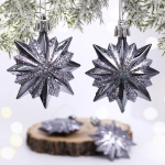 Ёлочные игрушки «Таинственное очарование» Звезда остроконечная 6 см (набор 4 шт), графит