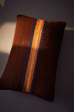 ZARA HOME ЧЕХОЛ НА ПОДУШКУ ИЗ ШЕРСТИ В ПОЛОСКУ, ТЕМНО-КАШТАНОВЫЙ