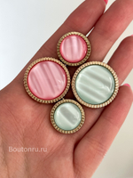 Пуговицы луна золото зеленый / голубой (мятный) перламутр