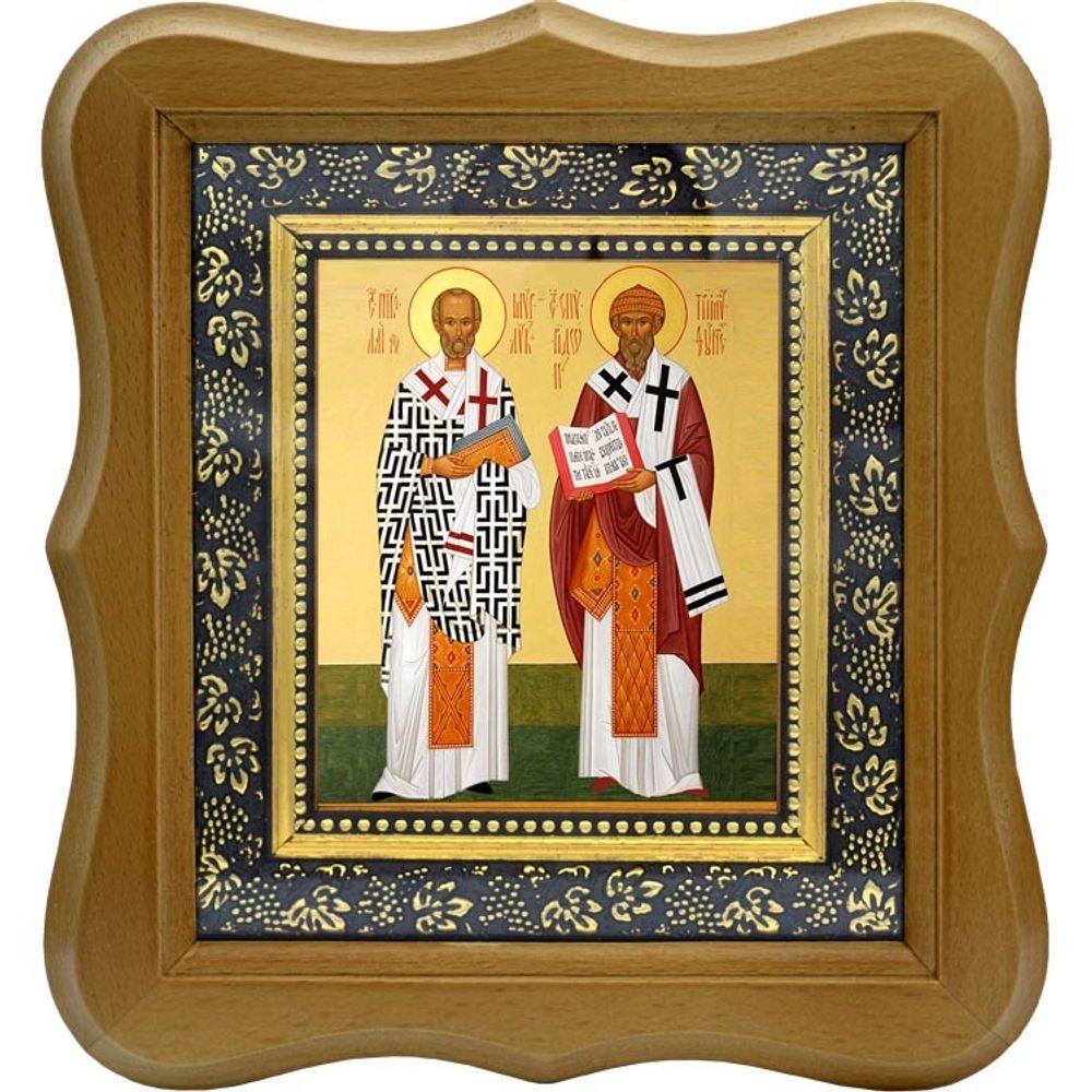 Икона Святителей Николая Чудотворца и Спиридона Тримифунтского на холсте