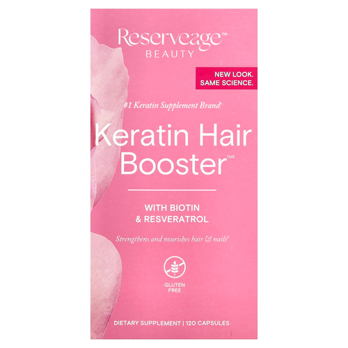 Reserveage Beauty, Кератиновый усилитель для волос с биотином и ресвератролом, 120 капсул