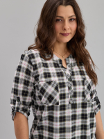 Блузка БЛ-131/хаки-клетка