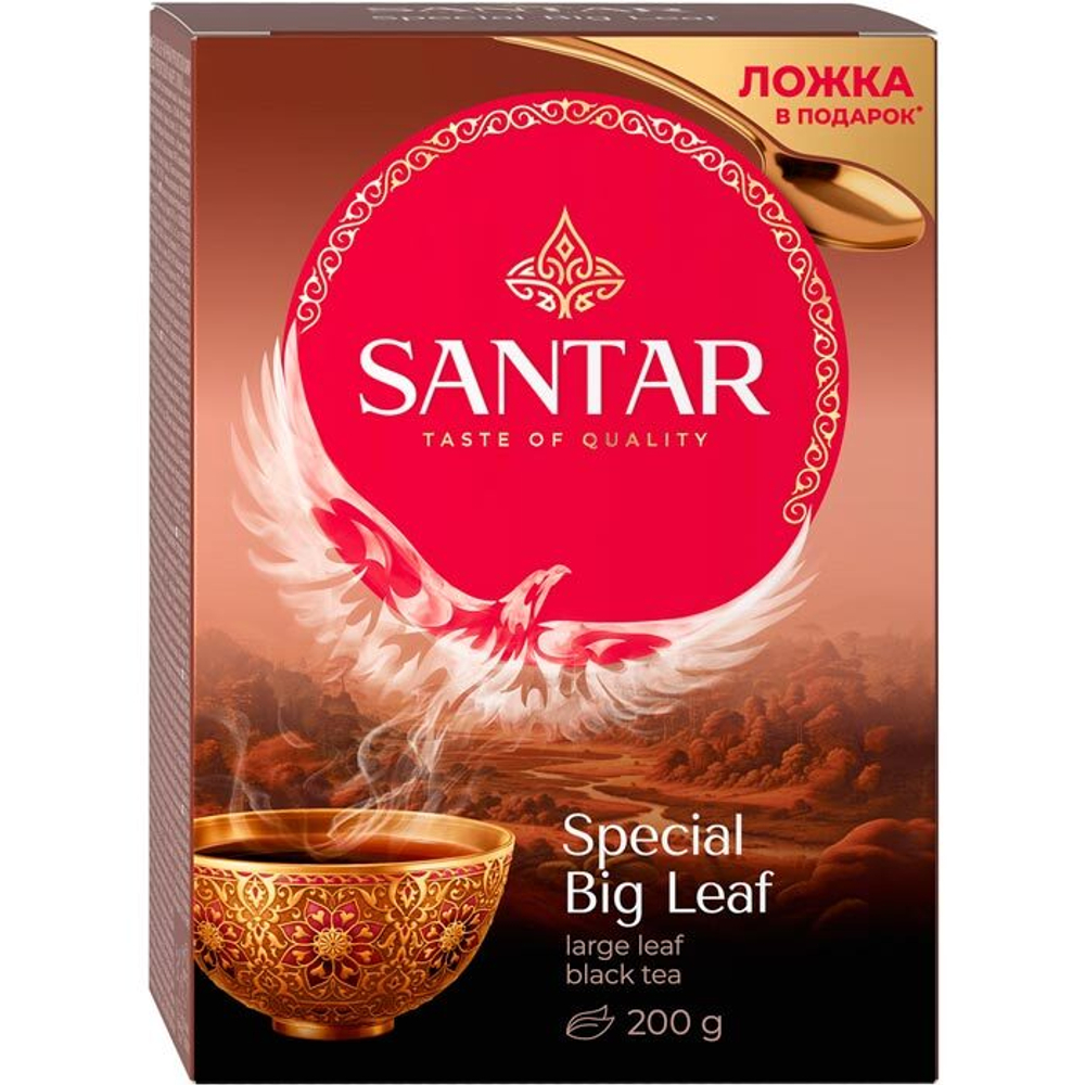 Чай SANTAR Спешл крупнолист.черн. 200гр+ложка