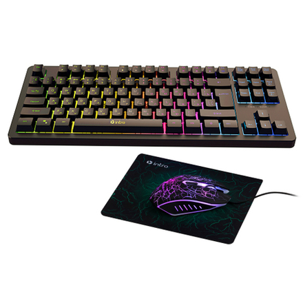 Клавиатура и мышь комплект Intro DX750 игровые 1200-3600dpi + коврик черный