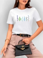 Футболка больших размеров с принтом цветы