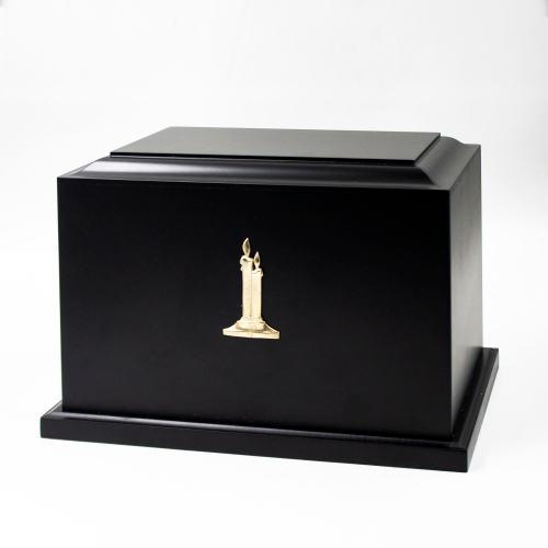 Урна для праха "Реквием L" черная с декором Свеча
