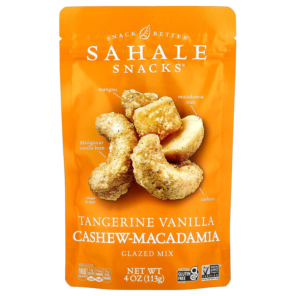 Sahale Snacks, Глазированная смесь: мандарин, ваниль, кешью и макадмия, 4 унц. (113 г)