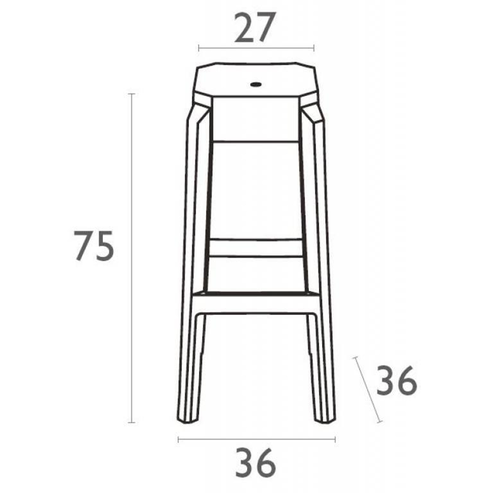 Табурет прозрачный барный, Siesta Contract Fox 75, прозрачный