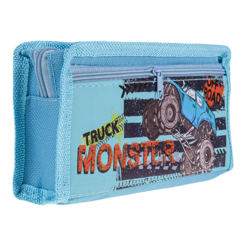 Пенал мягкий 2 отделения "Джип" голубой