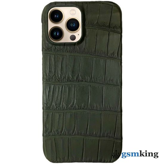 Leather Case for iPhone 13 Pro Max Croco Green (Зелёный крокодил)
