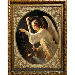 Ангел молитвы с кадилом. Воспроизведение на холсте старинной иконы Т.А. Фон Неффа.