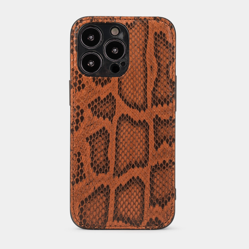 Чехол для iPhone 14 Pro Max из кожи питона, цвета коньяк
