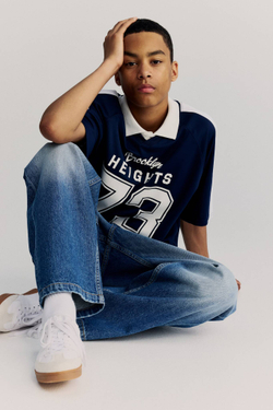 H&M Хоккейная футболка свободного кроя, темно-синий