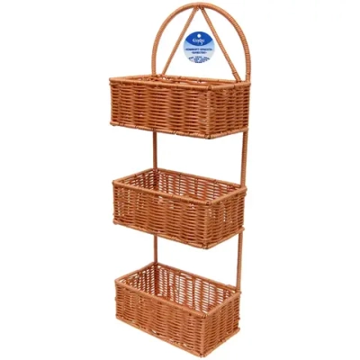 Органайзер подвесной плетёный ручной работы «БРОВАЦЦО», цвет соломенный, три прямоугольные секции, 2