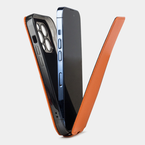 Чехол для iPhone 15 Pro из кожи козы, оранжевого цвета