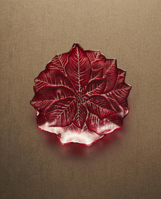 ZARA HOME НОВОГОДНЯЯ ДЕСЕРТНАЯ ТАРЕЛКА ИЗ СТЕКЛА В ФОРМЕ ЦВЕТКА, КРАСНЫЙ