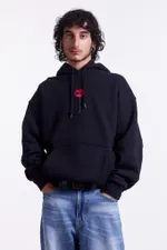 Худи Гербарий Мак Warm со шнурком в поясе черный