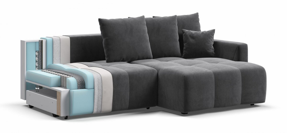 Угловой диван Босс Тренд Велюр Монолит серый