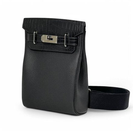 Сумка-слинг Hermes вставка из кожи крокодила