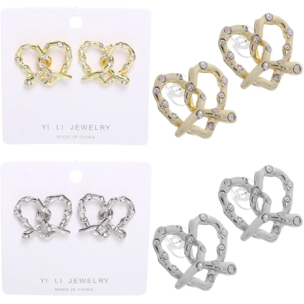 Серьги «ЭЛЛОДИ», сердечки, цвет золото и серебро, 4,2*2см