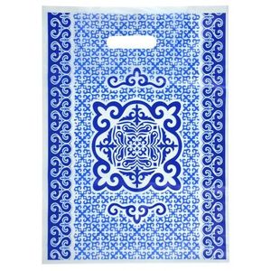 Пакет прорубная ручка Китай 40*30 см Орнамент синий 10 шт/уп 2 000 шт/кор