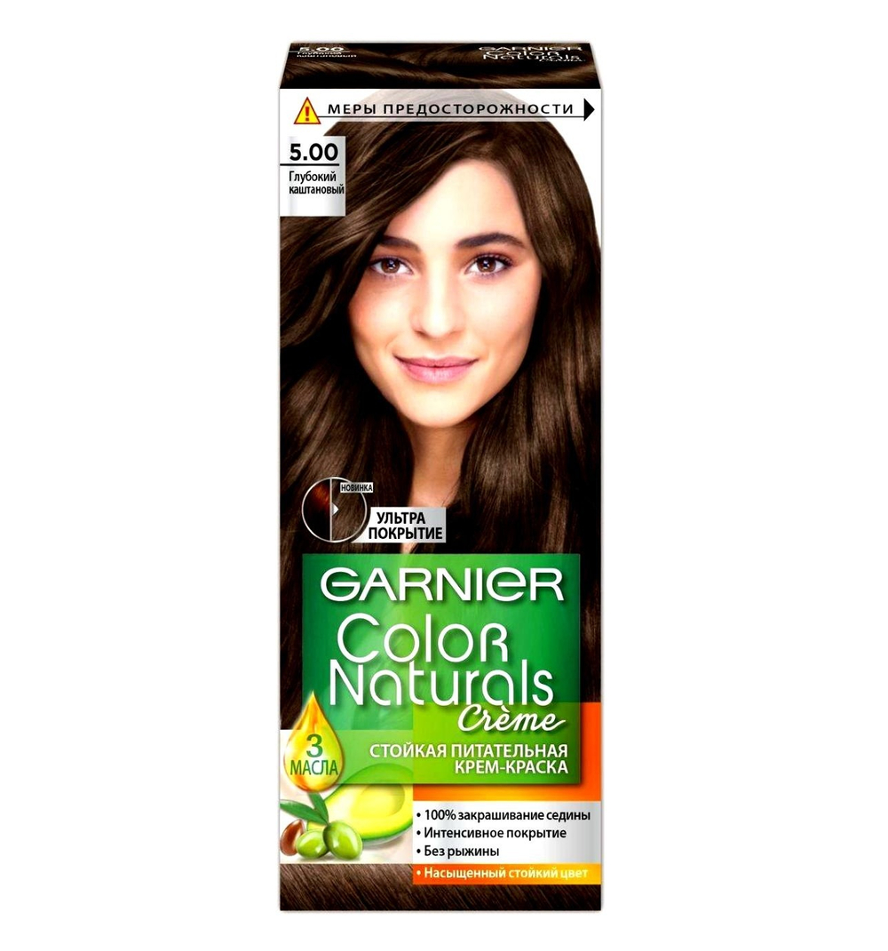 Garnier Краска для волос Color Naturals, тон №5.00, Глубокий каштановый, 60/60 мл