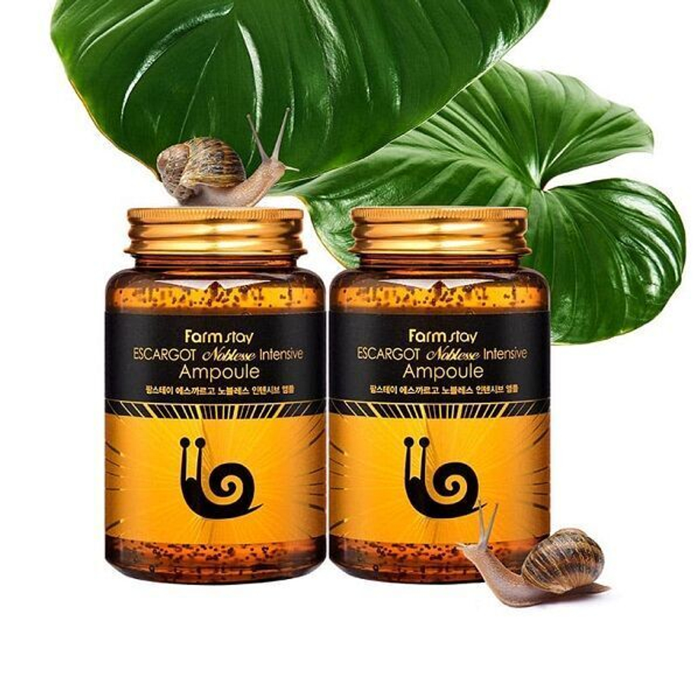 Сыворотка для лица с улиточным муцином FarmStay Escargot Noblesse Intensive Ampoule, 250мл