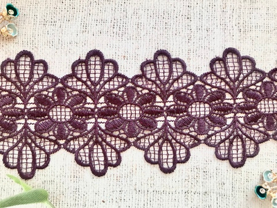 Кружево плетеное, ш. 10 см, сливовый