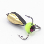 Мормышка Владимирская 58 "Чертик тройник со стразом" с коронкой, 4мм, 1.3гр (15шт/уп)