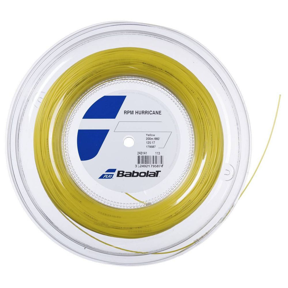 Струны для тенниса BABOLAT RPM HURRICANE YELLOW Бобины 200 м