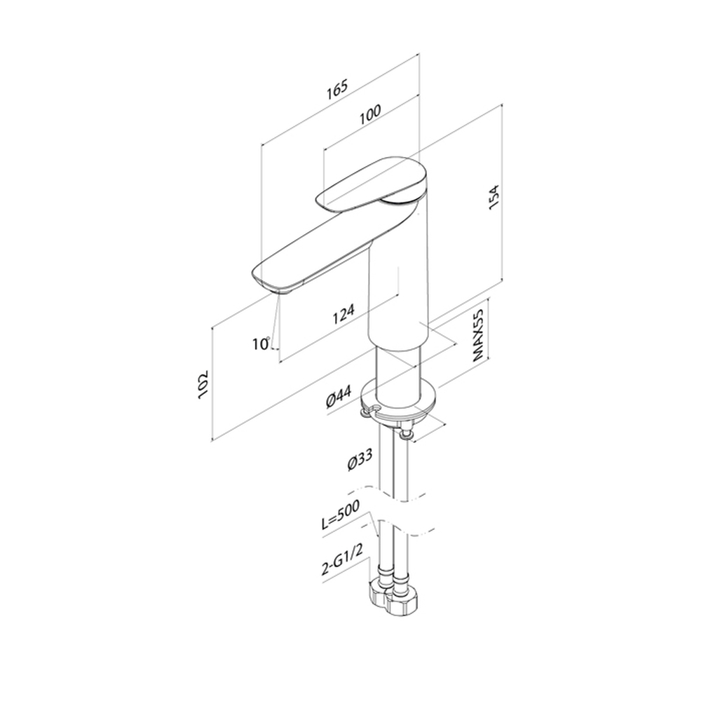 Смеситель для раковины 35к IDDIS ZDXSB00i01 "Zodiac X" литой, п/гайку ХРОМ