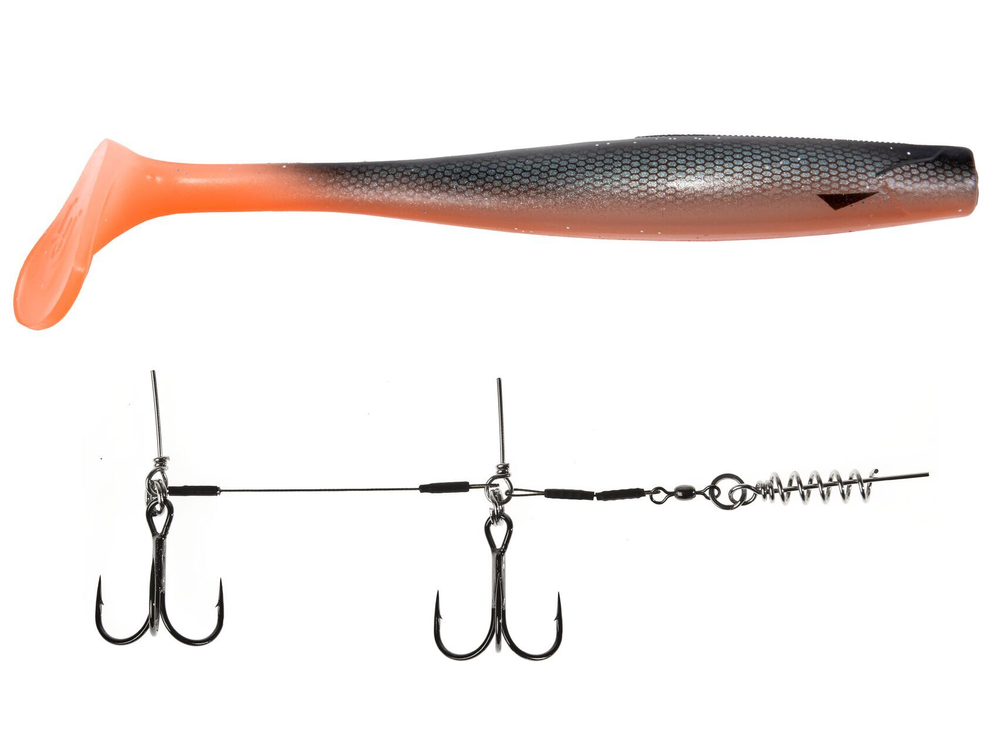 Набор Виброхвост + стингер LJ 3D Series Kubira Swim Shad 9" (22,8 см), цвет PG40, 1 шт.