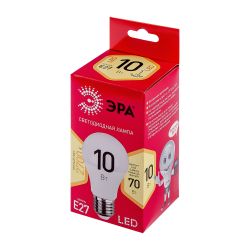 Лампа светодиодная ЭРА RED LINE LED A60-10W-827-E27 R 10Вт груша теплый белый свет Е27 | Лампы cветодиодные Груша (A)