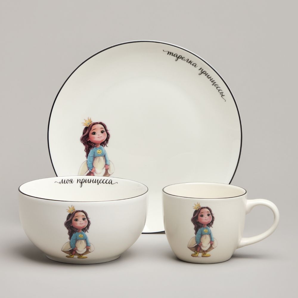 НАБОР ПОСУДЫ LEFARD ПРИНЦЕССА, 3 ПР.: САЛАТНИК 470МЛ, ТАРЕЛКА 20СМ, КРУЖКА 220МЛ