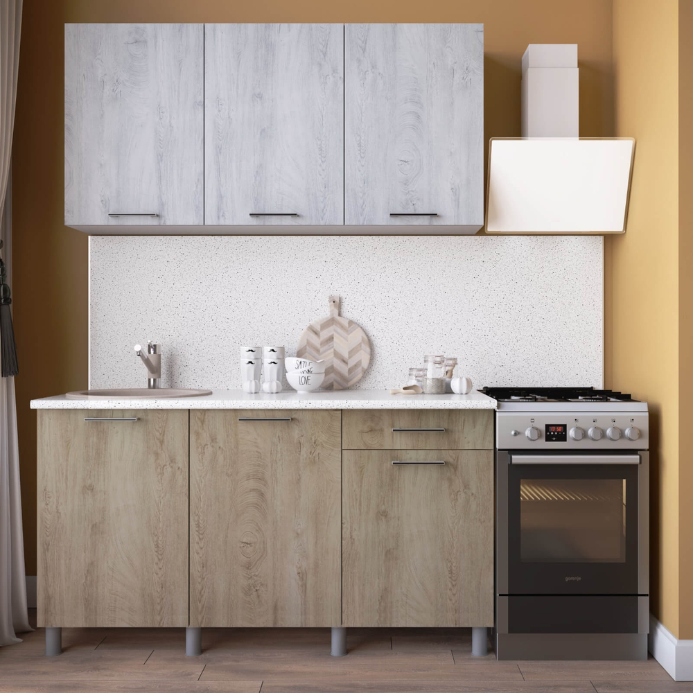 "Палермо Готовое решение" 1,5 м дуб сонома/дуб остин серый/дуб остин бежевый, белый/дуб остин серый/дуб остин бежевый