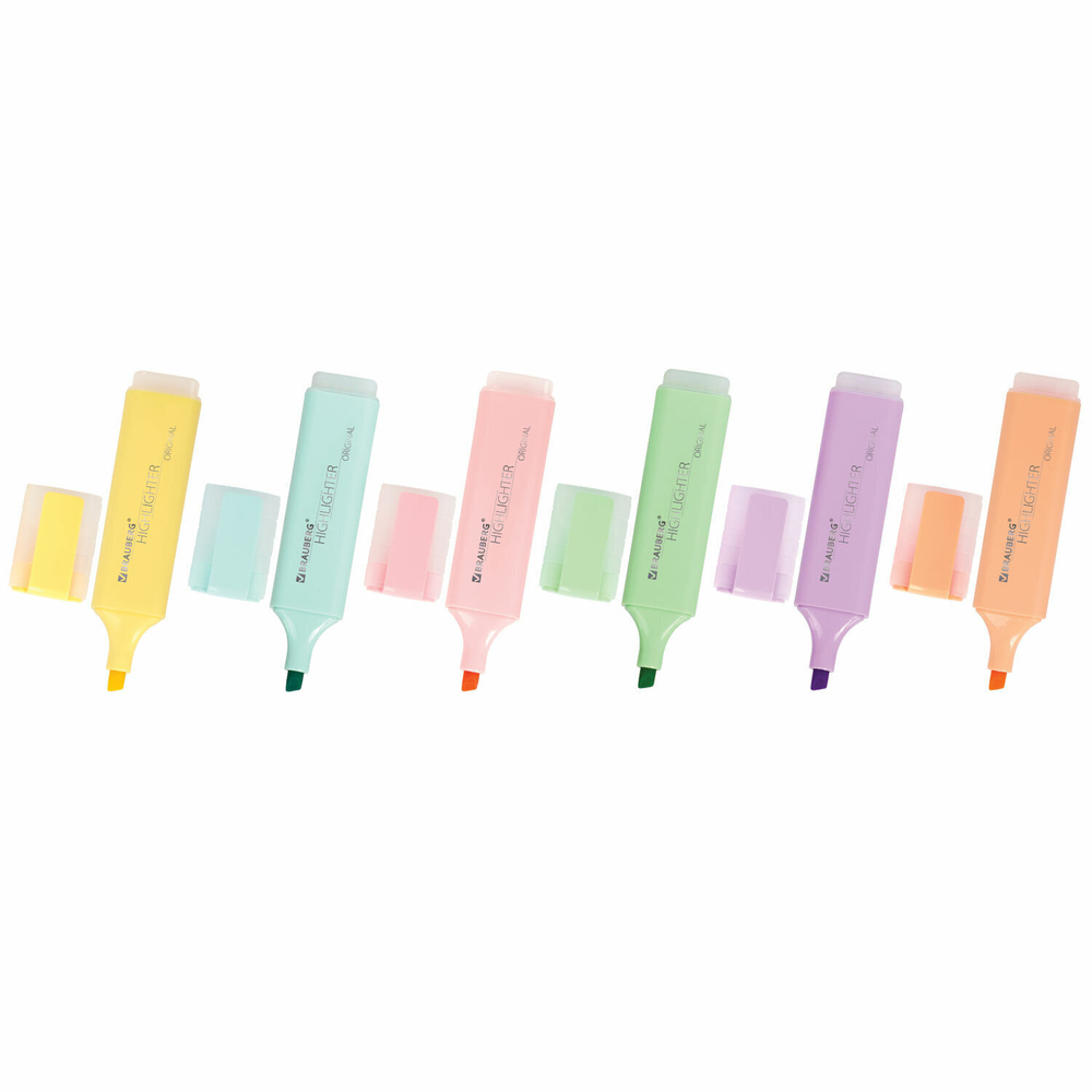 набор текстовыделителей 6 ЦВЕТОВ BRAUBERG "ORIGINAL PASTEL" линия письма 1-5 мм (4 штуки в упаковке)