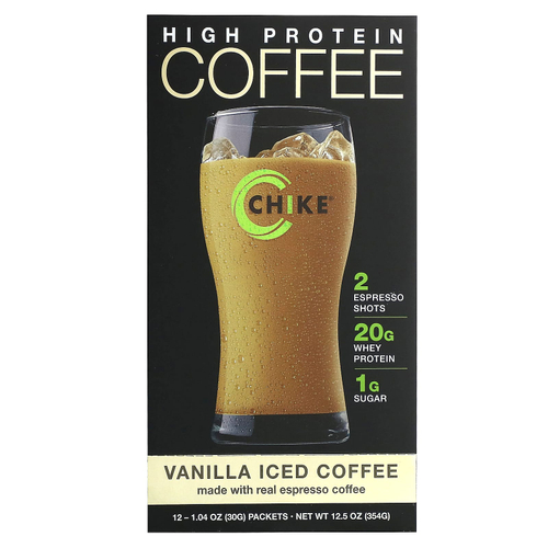 Chike Nutrition, Кофе со льдом с высоким содержанием протеина, ваниль, 12 пакетиков по 30 г (1,04 унции)