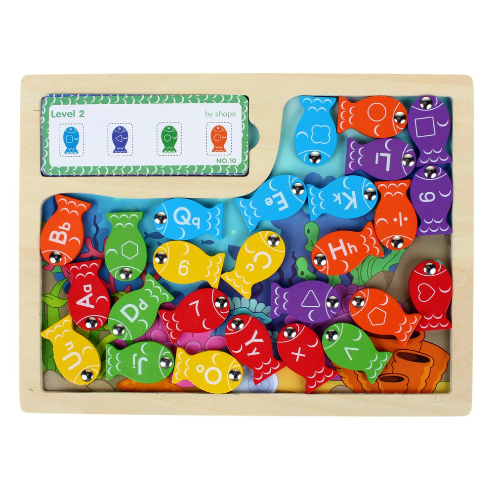 Развивающая игрушка деревянная Рыбалка деревянная поле плоское, коробка C-41677