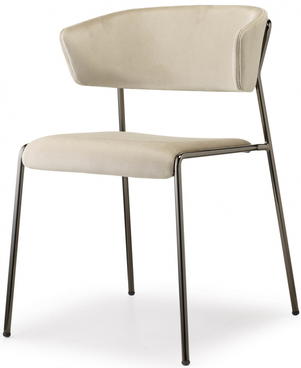 Кресло с обивкой Scab Design Lisa, черный глянцевый никель, слоновая кость