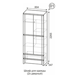 Шкаф для одежды 2-х дверный Твист 01