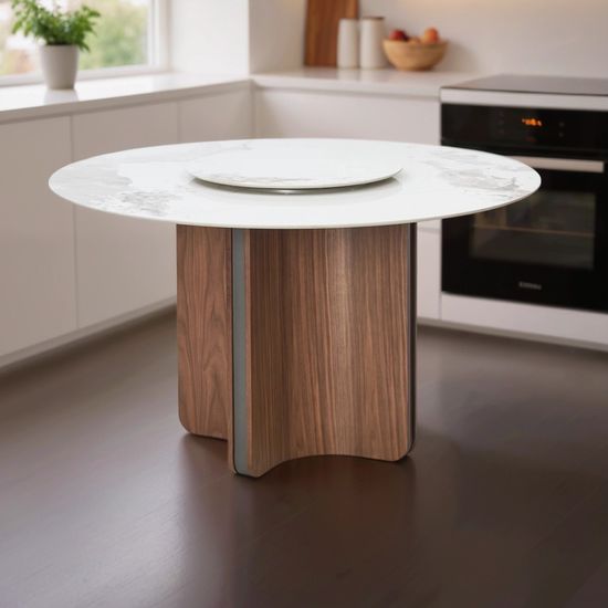 Стол CASTELA 135 Белый мрамор CA071, керамика / Орех